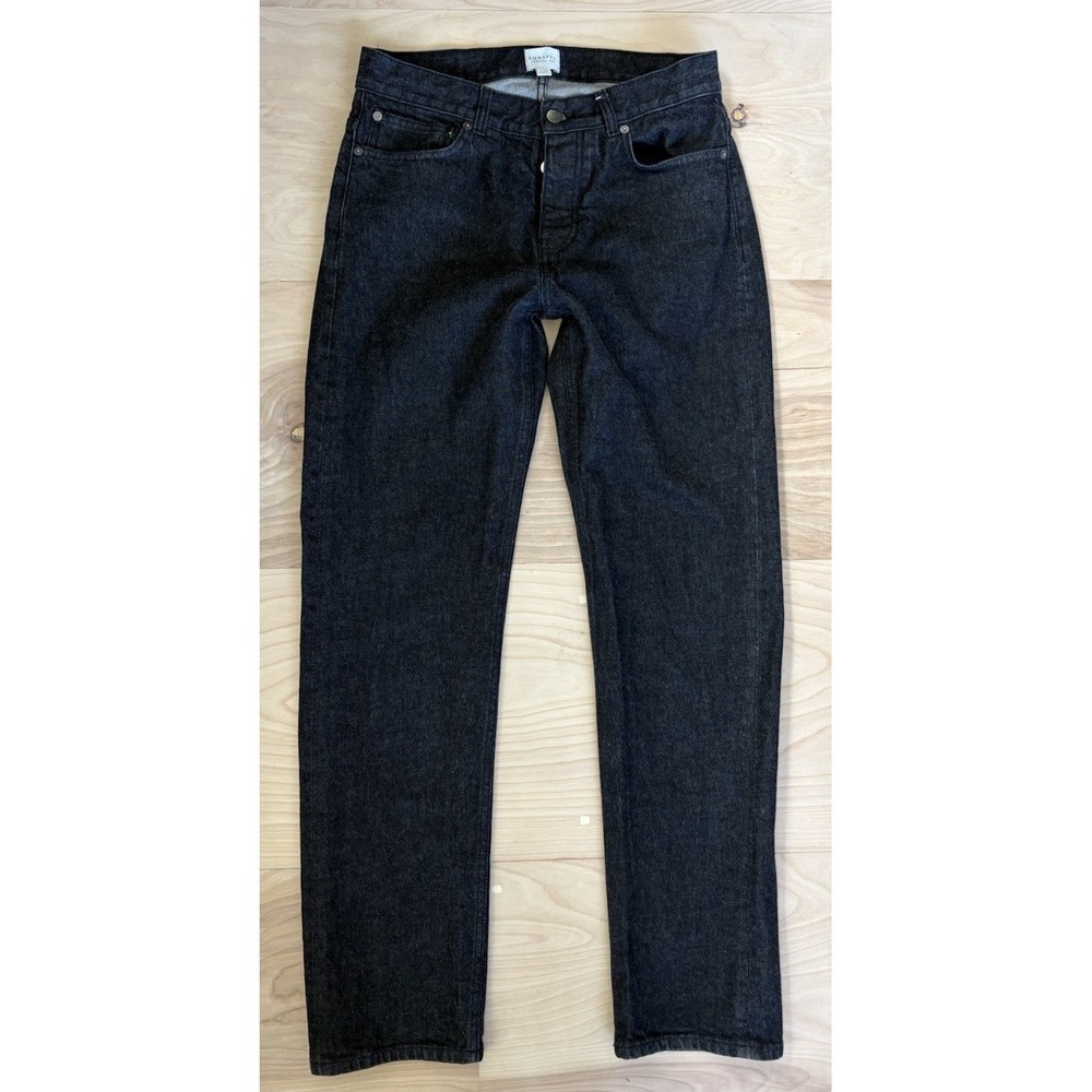 Sunspel‎ Black Denim Straight Leg Trousers Jeans Cotton 30X32 Classic Preppy